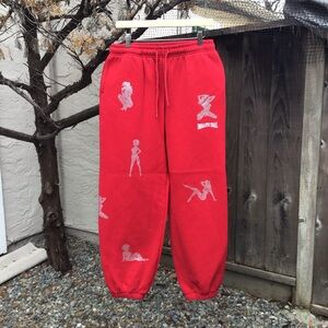 Named Collective Unrealistic Ideals Red Graphic Sweatpants Large Cotton Fleece